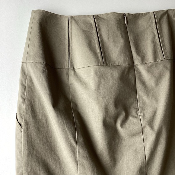 Y2K Reiss skirt 8 utility pleat pencil vintage khaki green tie cotton-spandex - Picture 12 of 16
